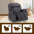 Upholstered Recliner with Rocking and Swiveling Features