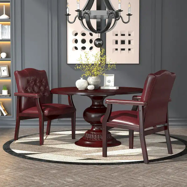 Boss Vinyl Guest Chair with Button-Tufted Design and Antique Brass Nailhead Accents