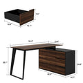 Modern L-Shaped Desk with Storage Cabinet & Drawers