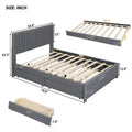Queen/Full Size Linen Upholstered Platform Bed with 2 Storage Drawers and Trundle