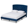 Joanna Modern Velvet Upholstered Platform Bed with Dark Brown Wood Finish