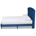 Joanna Modern Velvet Upholstered Platform Bed with Dark Brown Wood Finish