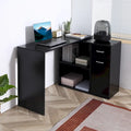 HOMCOM L-Shaped Corner Computer Desk with Rotating Storage Shelves and Drawer for Home and Office Workspaces