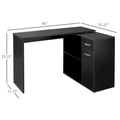 HOMCOM L-Shaped Corner Computer Desk with Rotating Storage Shelves and Drawer for Home and Office Workspaces