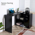 HOMCOM L-Shaped Corner Computer Desk with Rotating Storage Shelves and Drawer for Home and Office Workspaces