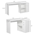HOMCOM L-Shaped Corner Computer Desk with Rotating Storage Shelves and Drawer for Home and Office Workspaces