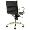 Dirk Black Low Back Office Chair with Matte Brushed Gold Base
