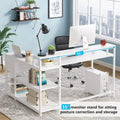 Contemporary L-Shaped Computer Desk with Drawer and Storage Shelf