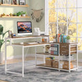 Contemporary L-Shaped Computer Desk with Drawer and Storage Shelf