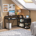 Contemporary L-Shaped Computer Desk with Drawer and Storage Shelf