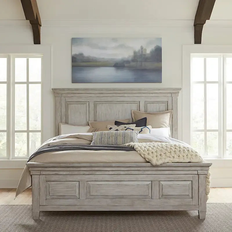 King Panel Bed in Antique White from Heartland