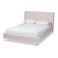 Bruce Glam Velvet Platform Bed in Silver Orchid