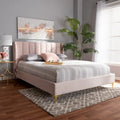 Bruce Glam Velvet Platform Bed in Silver Orchid