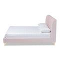 Bruce Glam Velvet Platform Bed in Silver Orchid