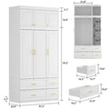 Modern Wardrobe Armoire with Hanging Rod Shelves and Drawers