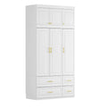 Modern Wardrobe Armoire with Hanging Rod Shelves and Drawers