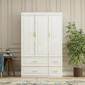 Contemporary White Freestanding Wardrobe Armoire - 93.7" High Storage Cabinet