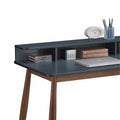 Roskilde Grey-Blue Wooden Office Desk with Storage by Roundhill Furniture