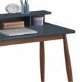 Roskilde Grey-Blue Wooden Office Desk with Storage by Roundhill Furniture