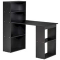 HOMCOM Modern Compact Computer Desk with 6-Tier Storage Shelves - Writing Table Workstation with Integrated Bookshelf for Home Office