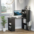 HOMCOM Modern Compact Computer Desk with 6-Tier Storage Shelves - Writing Table Workstation with Integrated Bookshelf for Home Office