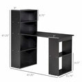 HOMCOM Modern Compact Computer Desk with 6-Tier Storage Shelves - Writing Table Workstation with Integrated Bookshelf for Home Office