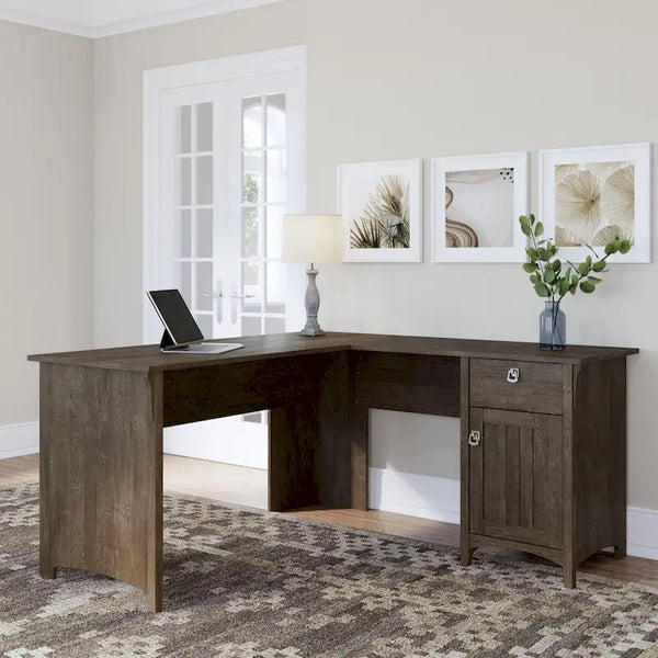Bush Furniture Salinas 60-Inch L-Shaped Desk with Drawers and Storage Solutions