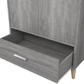 Denhour Mid-Century Modern Distressed Grey 1-Drawer Wardrobe Armoire