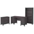 60-Inch Office Desk with Cabinet and 5-Shelf Bookcase