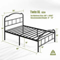 Sturdy 18-Inch High Steel Tube Iron Bed with Double Wave Headboard and Footboard