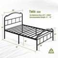 Sturdy 18-Inch High Steel Tube Iron Bed with Double Wave Headboard and Footboard