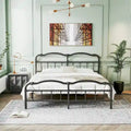 Sturdy 18-Inch High Steel Tube Iron Bed with Double Wave Headboard and Footboard