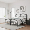 Sturdy 18-Inch High Steel Tube Iron Bed with Double Wave Headboard and Footboard