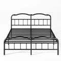 Sturdy 18-Inch High Steel Tube Iron Bed with Double Wave Headboard and Footboard