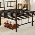 Sturdy 18-Inch High Steel Tube Iron Bed with Double Wave Headboard and Footboard