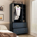 Modern Wardrobe Armoire with Mirror Door Drawers and Shelves