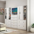 Modern Wardrobe Armoire with Mirror Door Drawers and Shelves