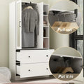 Space-Saving Scalable Hanging Rod Wardrobe Closet with Mirror