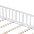 Kids' Full-Size Wooden Floor Bed with Fence and Door