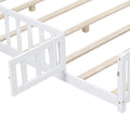 Kids' Full-Size Wooden Floor Bed with Fence and Door