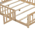 Kids' Full-Size Wooden Floor Bed with Fence and Door