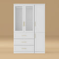 74.8-Inch Tall Large Modular Wardrobe Closet with Glass Doors
