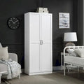 Modern Storage Wardrobe Cabinet with Doors and Multi Compartment Shelves