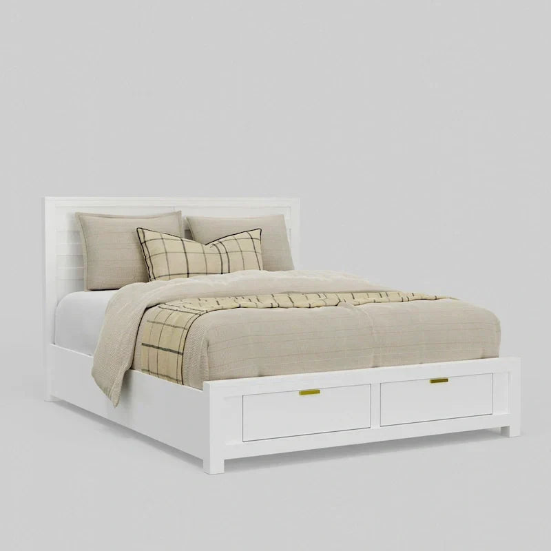 White Carmel Eastern King Storage Bed