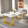 70.9" Contemporary White Executive Desk with Gold Metal Frame