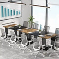 70.9" Contemporary White Executive Desk with Gold Metal Frame