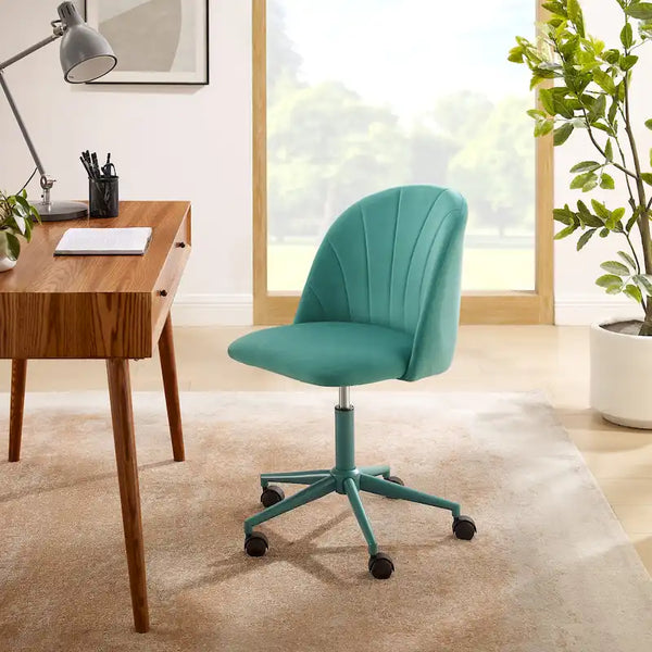 Curved Velvet Swivel Desk Chair - Aubrie Collection