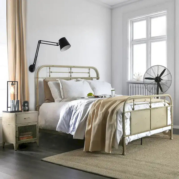 Furniture of America Industrial Metal Panel Bed with Support Legs