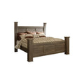 Farmhouse Poster Bed with Wooden Frame and Panel Headboard