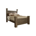 Farmhouse Poster Bed with Wooden Frame and Panel Headboard
